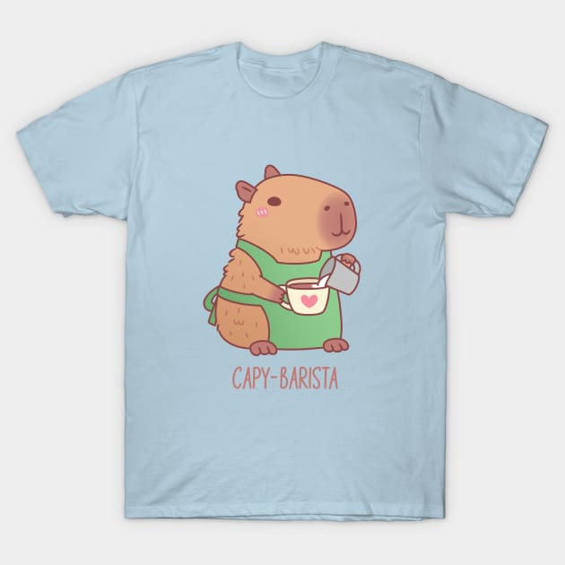 Cute Capybara Barista Making Coffee T-Shirt by rustydoodle